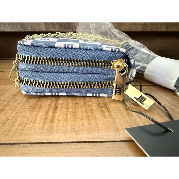 London Fog Crossbody Bag Womens Navy Blue Diana Double Zip Wallet Purse New - Picture 6 of 8